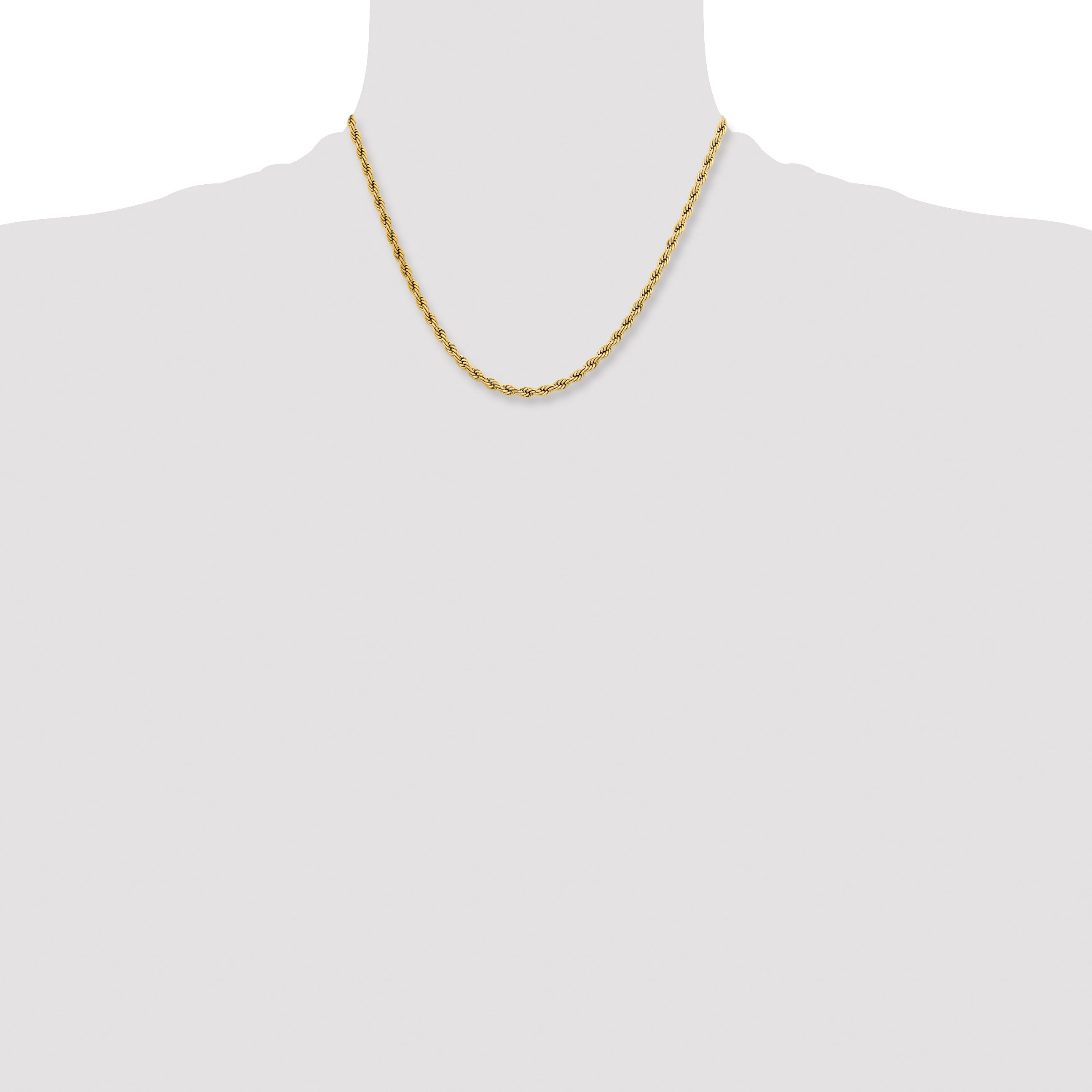 Chisel Stainless Steel Polished Yellow IP-plated 4mm 18 inch Rope Chain