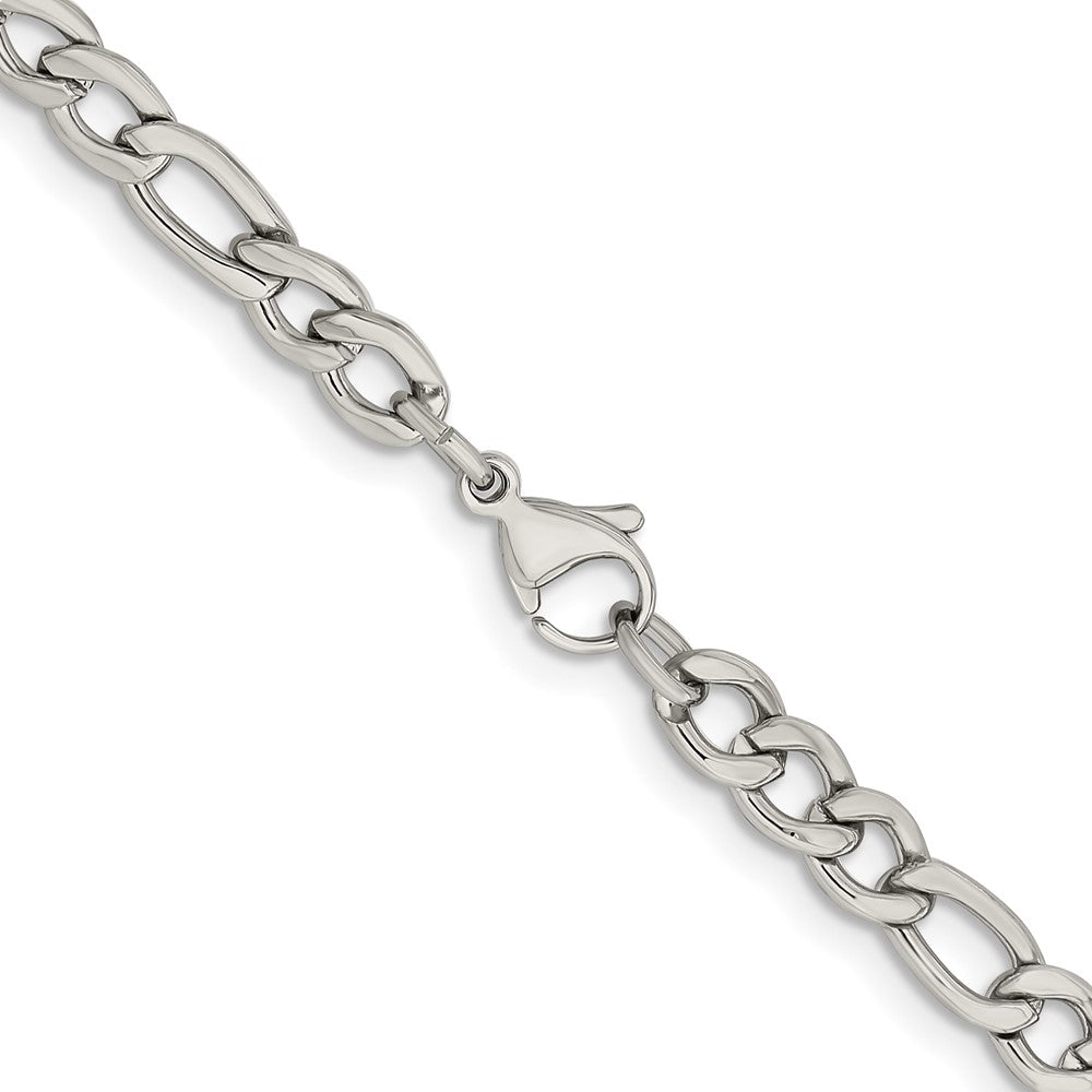 Chisel Stainless Steel Polished 5.3mm 24 inch Figaro Chain