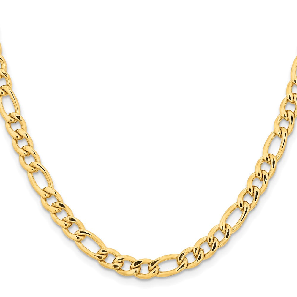 Chisel Stainless Steel Polished Yellow IP-plated 6.3mm 24 inch Figaro Chain