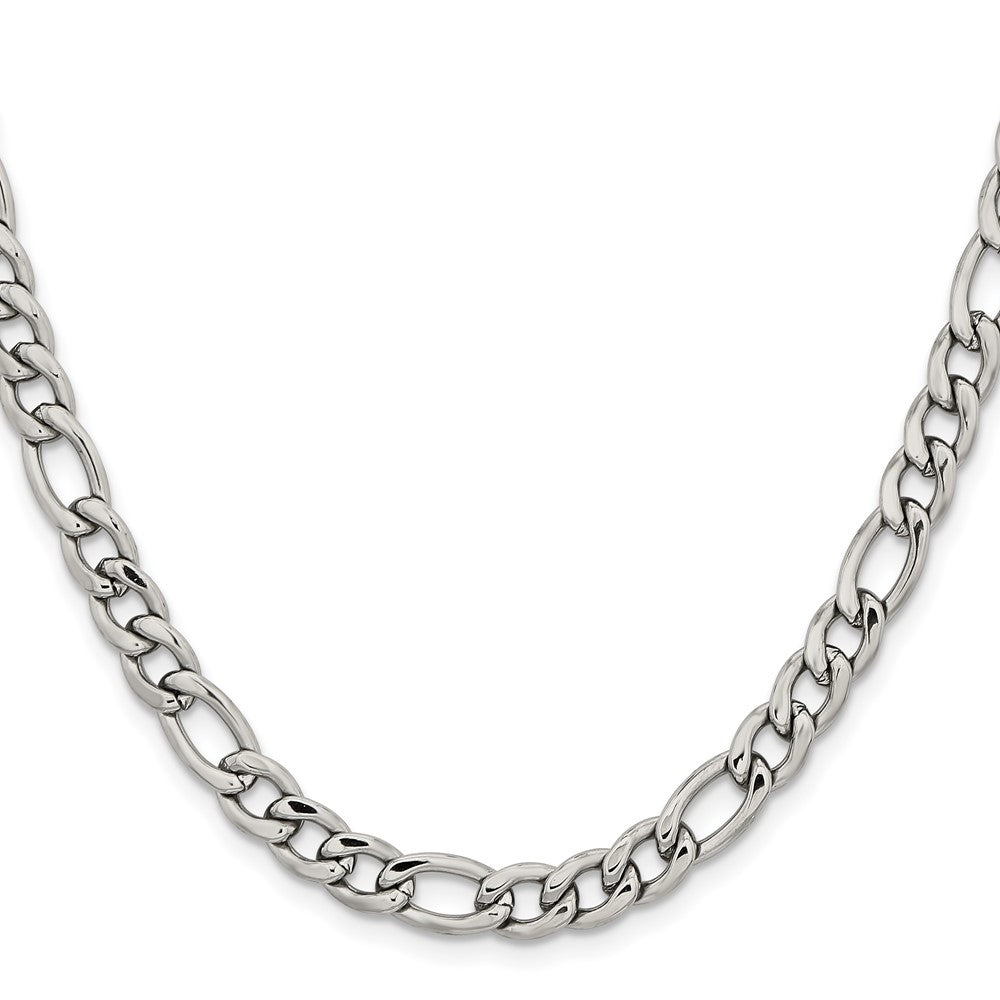 Chisel Stainless Steel Polished 6.75mm 24 inch Figaro Chain