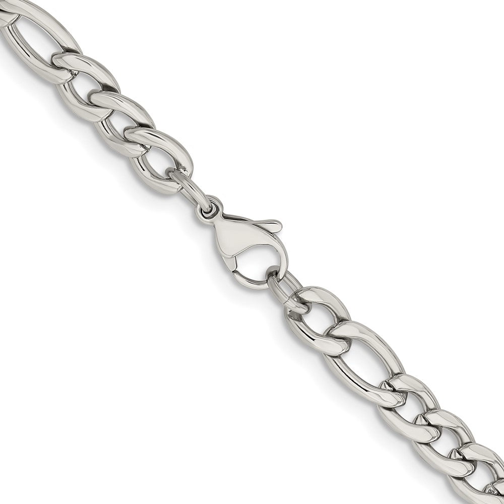 Chisel Stainless Steel Polished 6.75mm 24 inch Figaro Chain