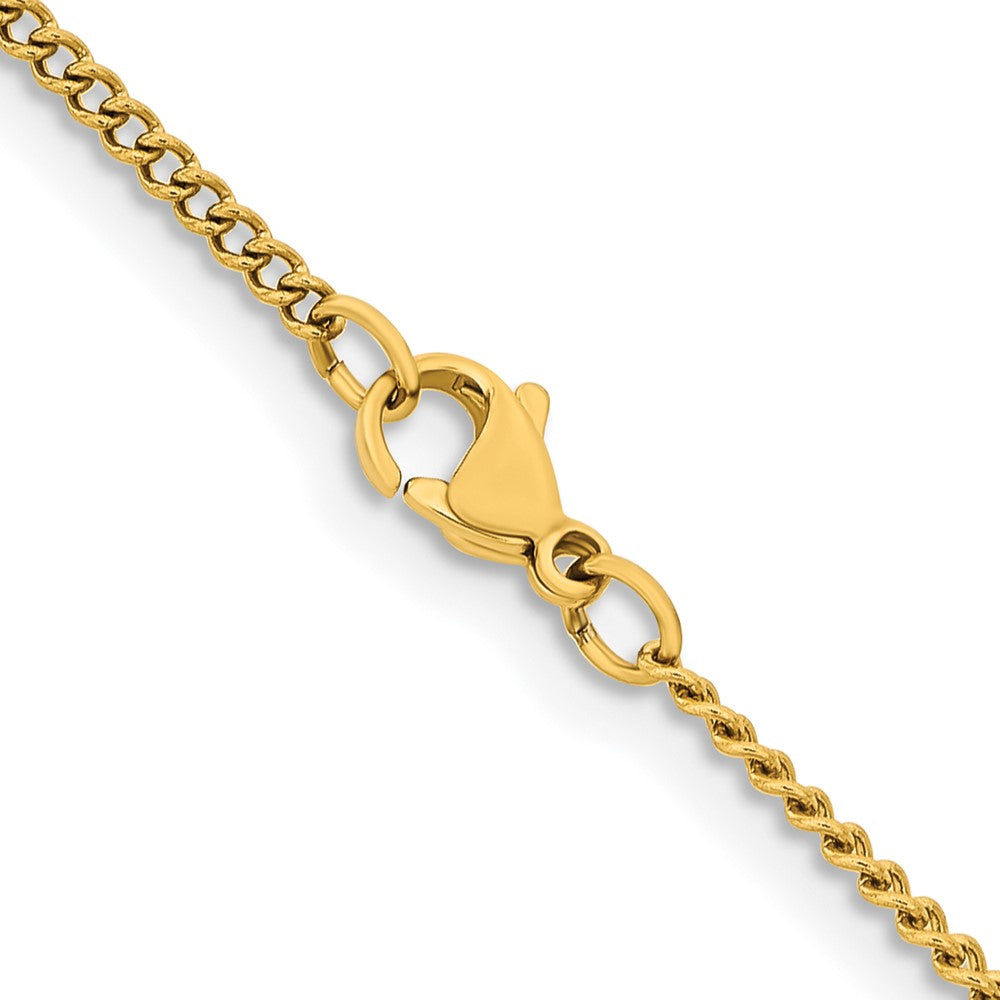 Chisel Stainless Steel Polished Yellow IP-plated 2.25mm 20 inch Round Curb Chain