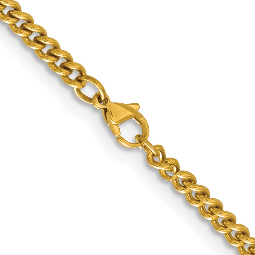 Chisel Stainless Steel Polished Yellow IP-plated 4mm 30 inch Round Curb Chain