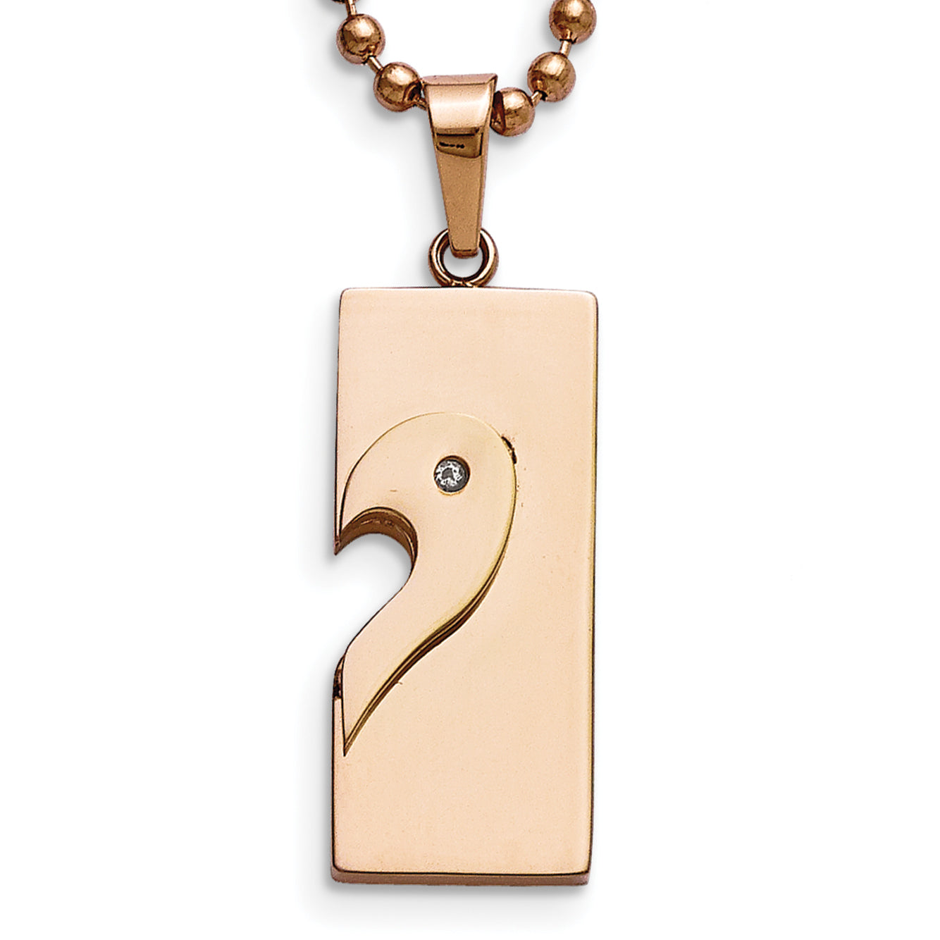 Chisel Stainless Steel Polished Black And Rose Ip-Plated Heart Pendants On 22 Inch Ball Chain Necklace Set