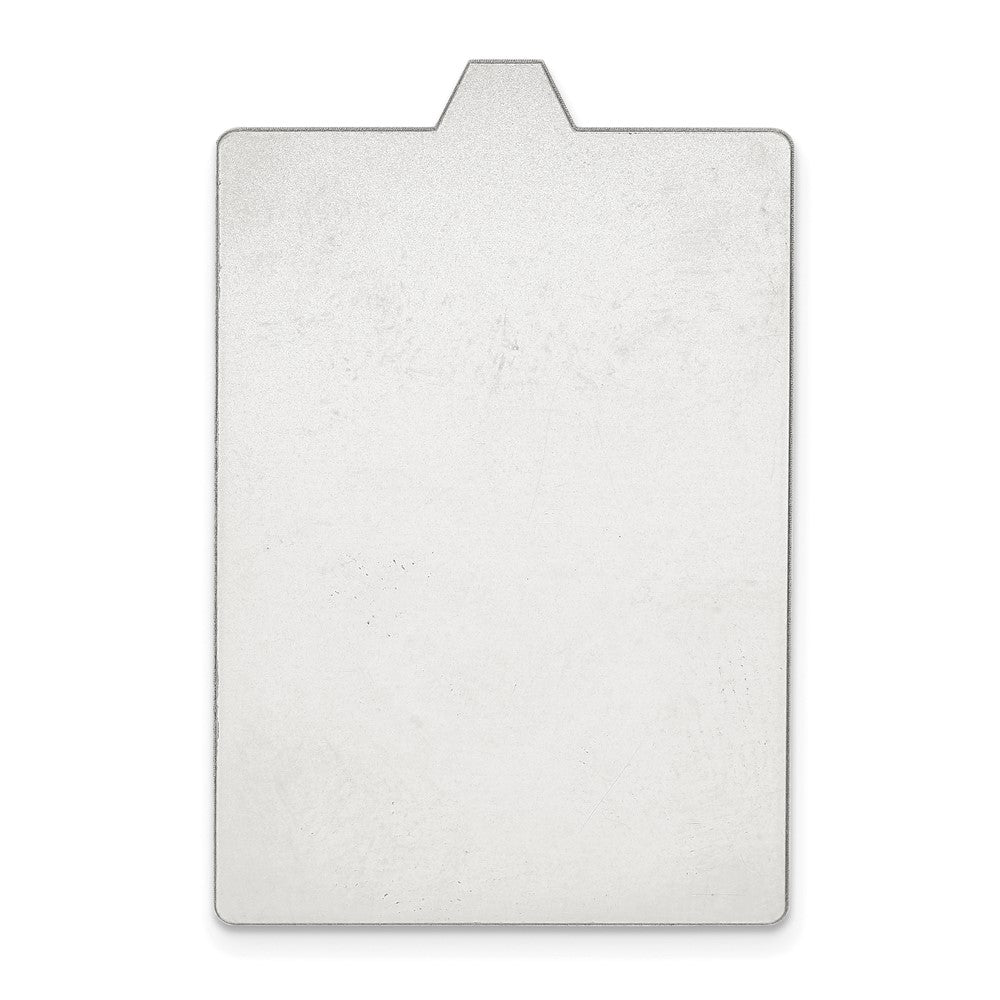 Sterling Silver Rhod-ptd Rectangle w/Round Edges w/Eyelet Stamping