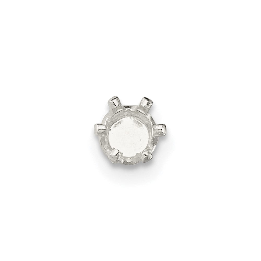 Sterling Silver Round 6-Prong Snap-In 5.0mm Earring Setting