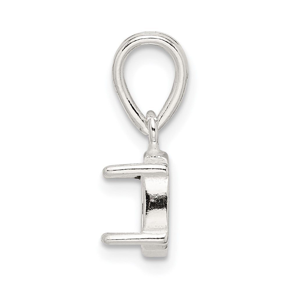 Sterling Silver Oval 4-Prong 11 x 9mm Cabochon Loose Bail Pendant Setting