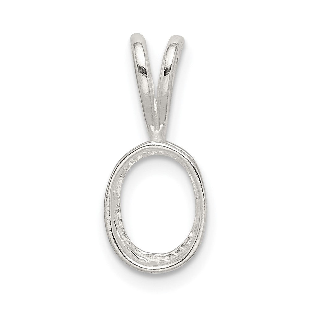 Sterling Silver Oval 7 x 5mm Back Set Fixed Bail Pendant Setting