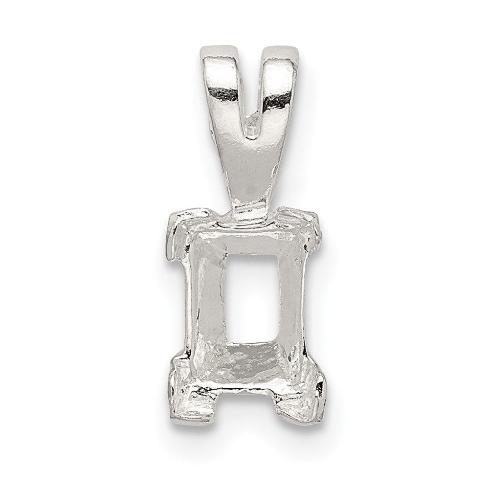 Sterling Silver Emerald 8 x 6mm V-End Fixed Bail Pendant Setting