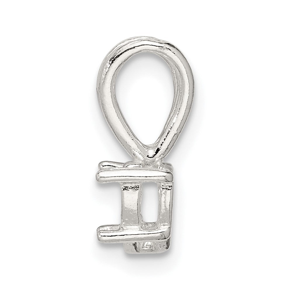 Sterling Silver Heart 4-Prong 4.0mm Fixed Bail Pendant Setting