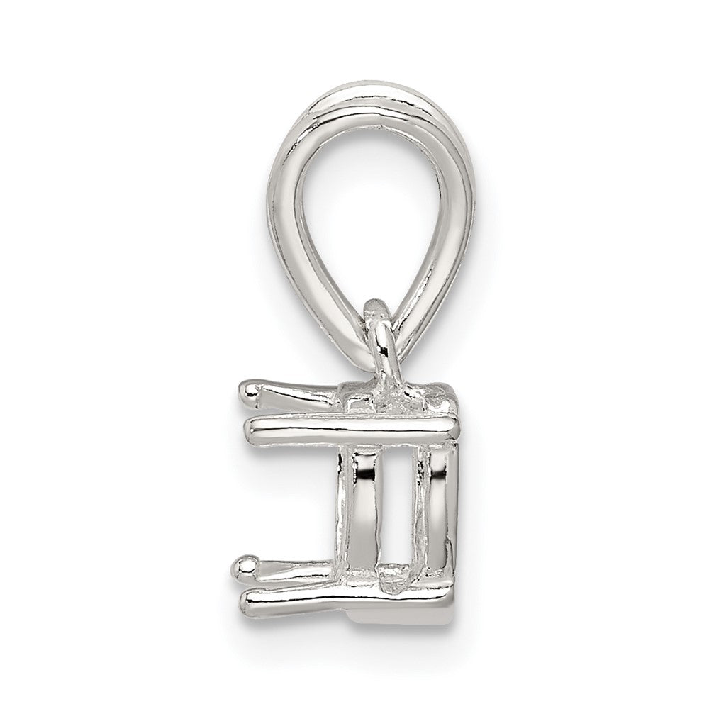 Sterling Silver Heart 4-Prong 6.0mm Loose Bail Pendant Setting