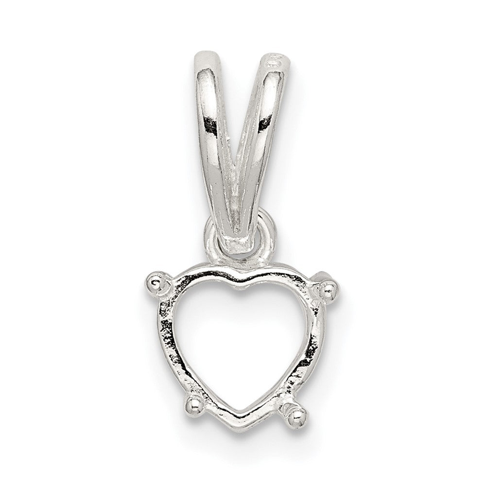 Sterling Silver Heart 4-Prong 9.0mm Loose Bail Pendant Setting