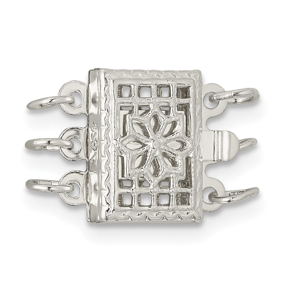 Sterling Silver 7.3 x 10mm 3-Strand Pearl Clasp