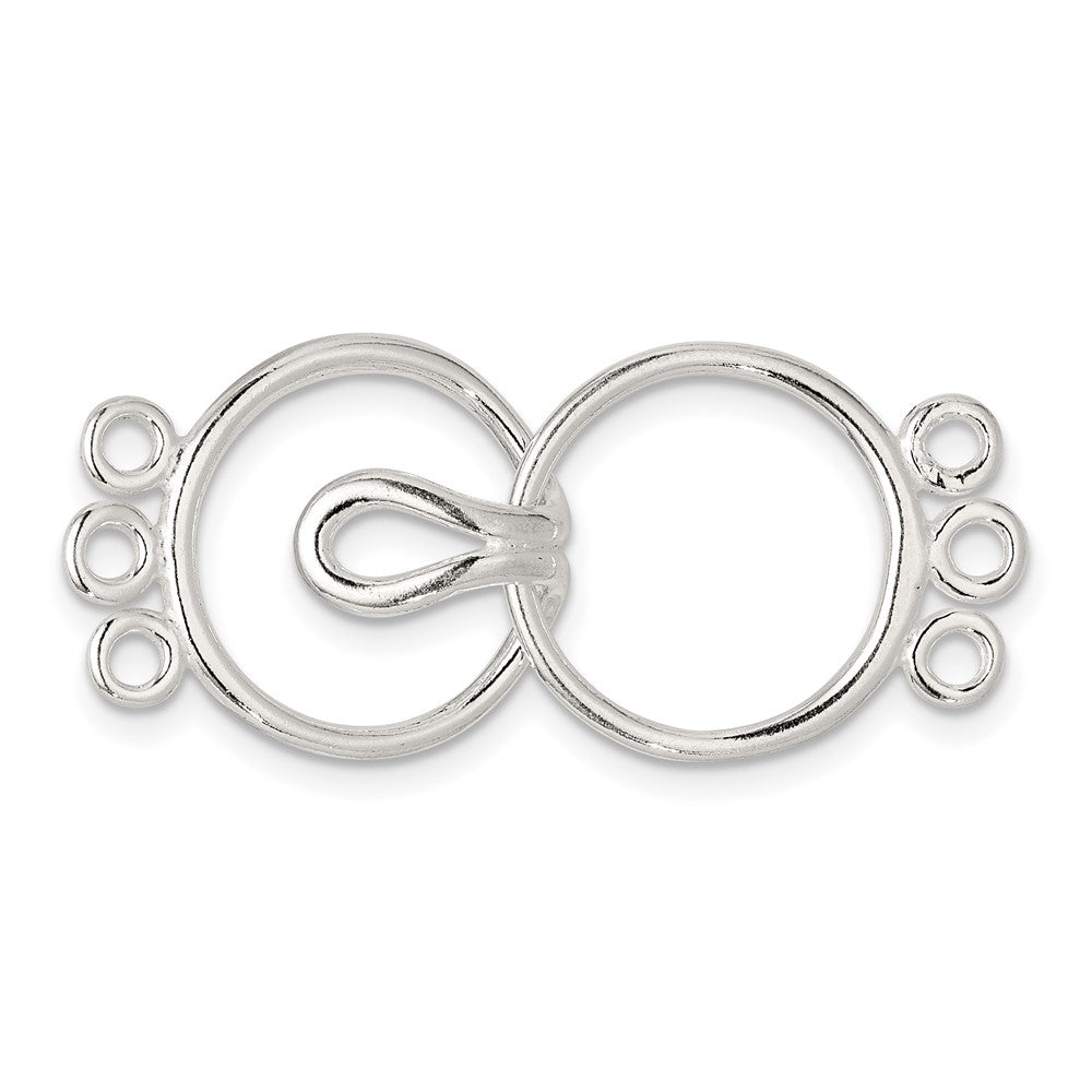 Sterling Silver 35.5 x 15.8mm 3-Strand Pearl Clasp