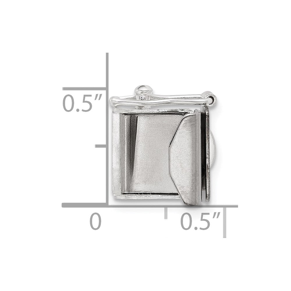 Sterling Silver 11.4 x 10mm Fold Over Tongue Box Clasp