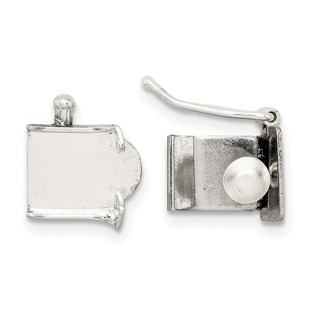 Sterling Silver 9.4 x 7.8mm Push Button Box Clasp