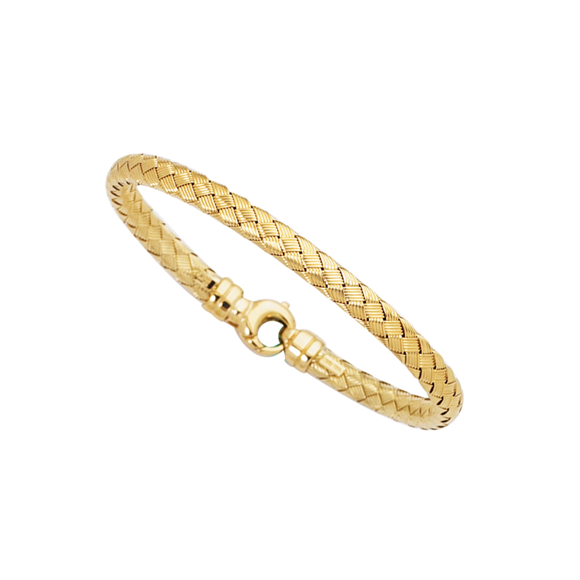 14K Yellow Gold 7.25" Medium Weaved Bangle