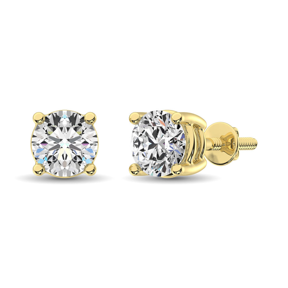 14K Yellow Gold 1/10 Ct.Ty. Premium Diamond Stud Earrings