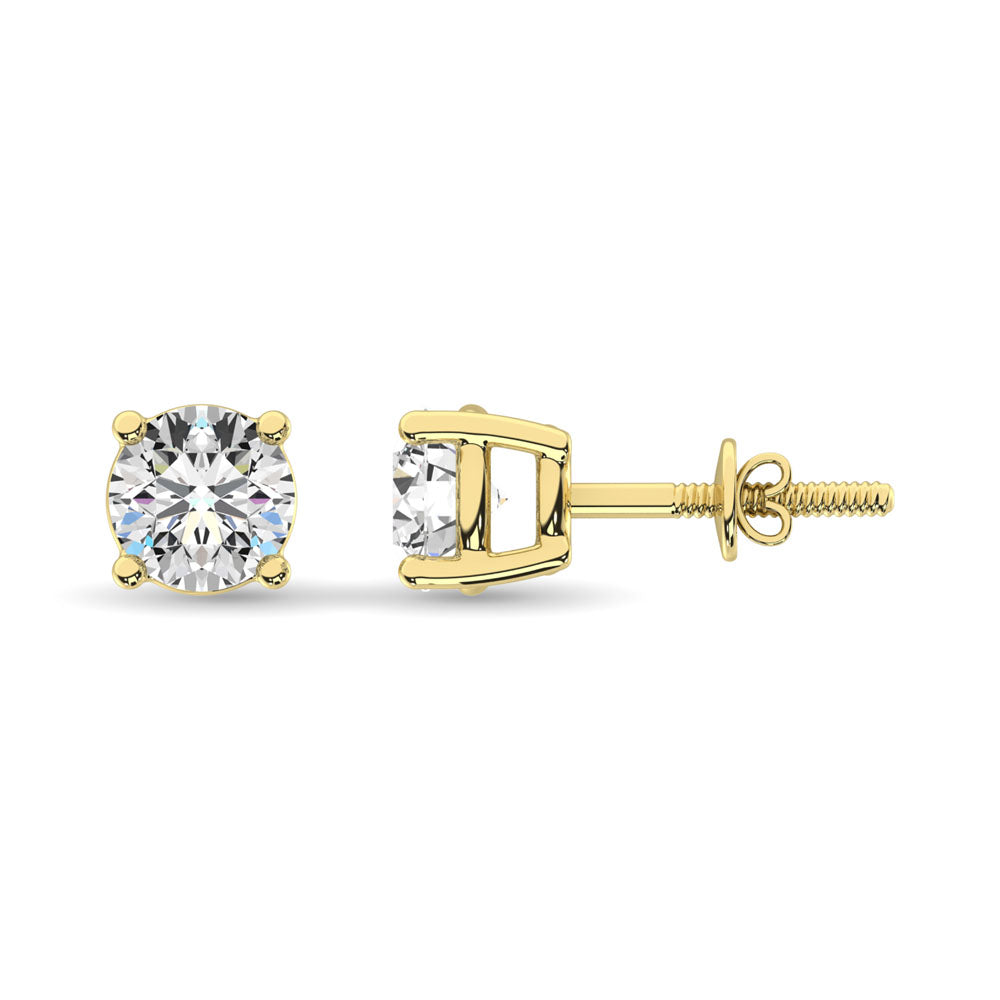 14K Yellow Gold 1/2 Ct.Ty. Premium Diamond Stud Earrings
