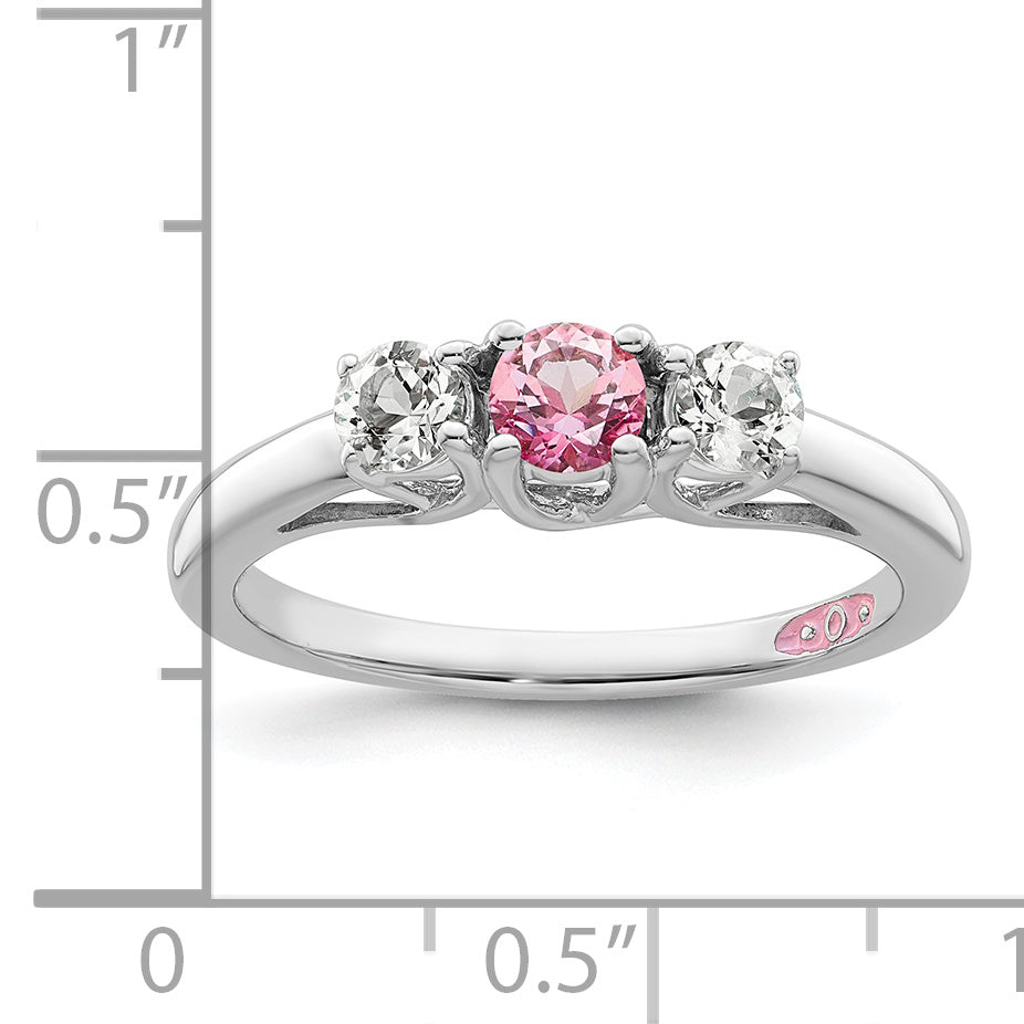 Survivor Collection Sterling Silver Rhodium-plated Clear and Pink Topaz Pamela Ring