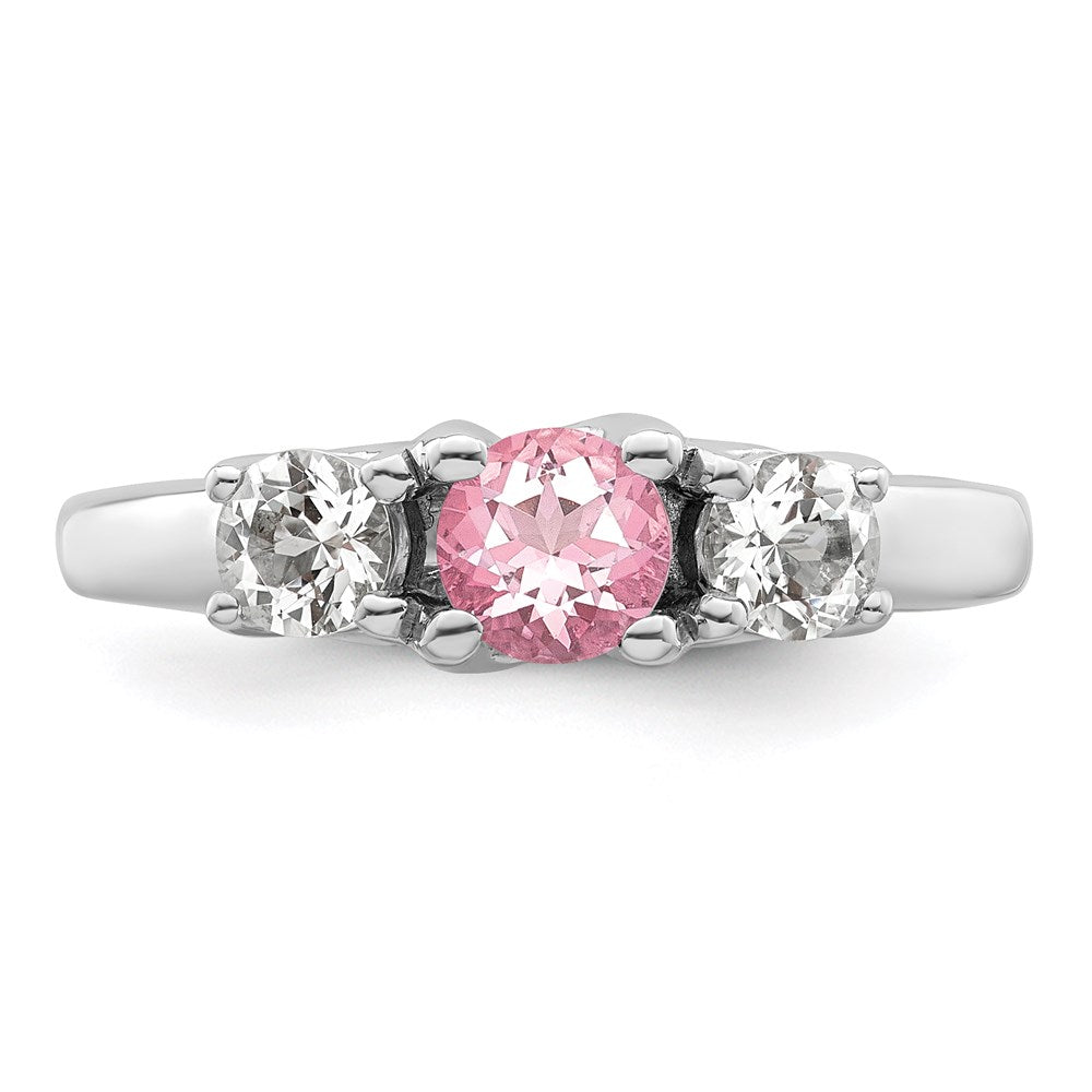 Survivor Collection Sterling Silver Rhodium-plated Clear and Pink Swarovski Topaz Pamela Ring