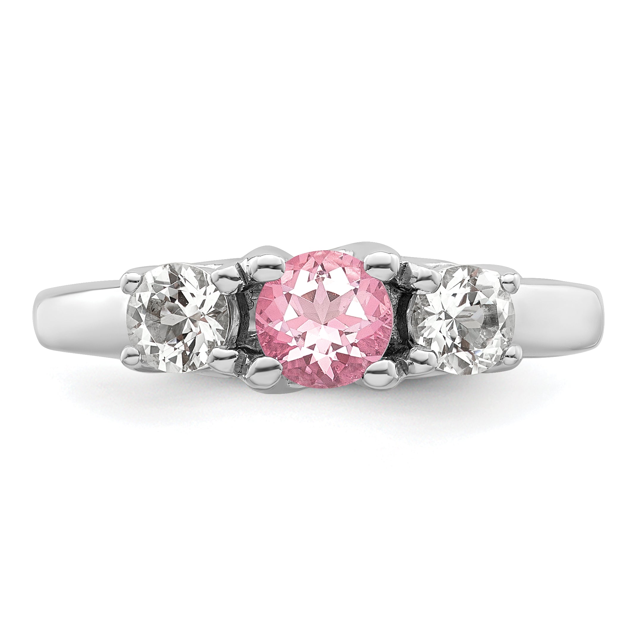 Survivor Collection Sterling Silver Rhodium-plated Clear and Pink Topaz Pamela Ring