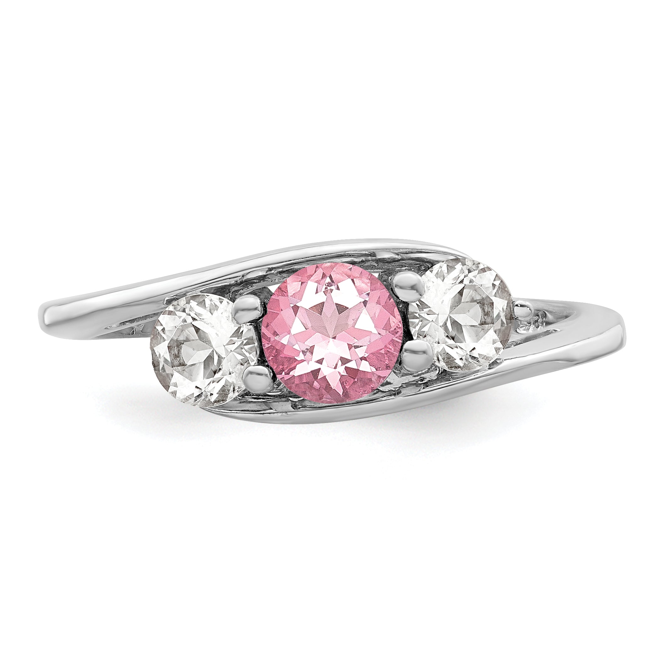 Survivor Collection Sterling Silver Rhodium-plated White and Pink Topaz Sue Ring