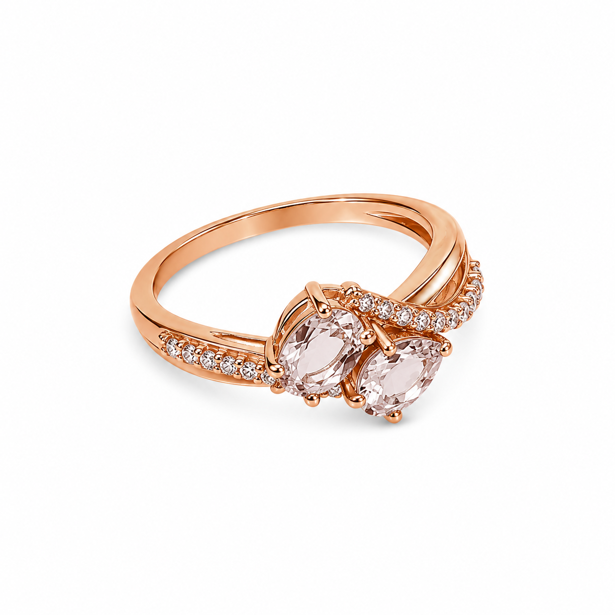 10KT Rose Gold 0.05 CTW 1.00  STW Morganite Diamond Ring [9H50]