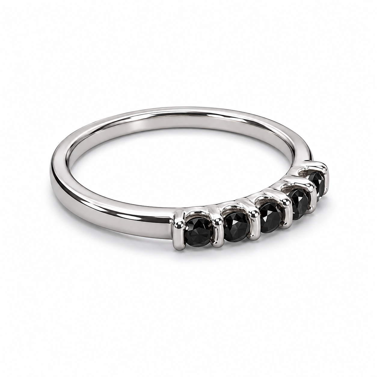 925 Sterling Silver 0.25 STW Black Stone Band [K5H]