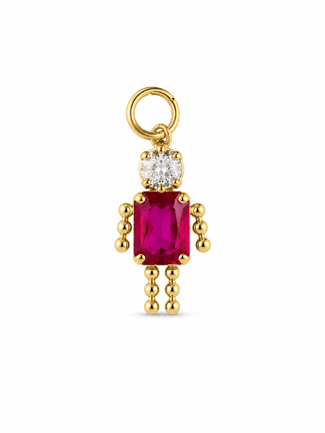 14KT Person Figure Cubic Zirconium Yellow Gold Pendant [A0B8]
