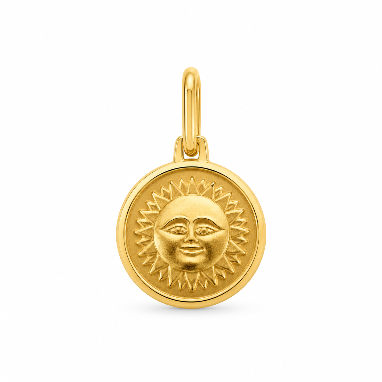 14KT Yellow Gold Sun Round Pendant [A1B4]
