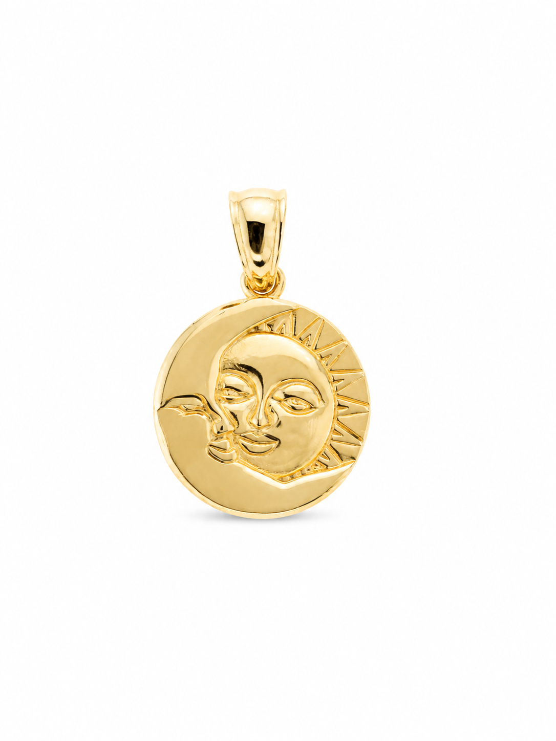14KT Yellow Gold Sun and Moon Pendant [A9B1]