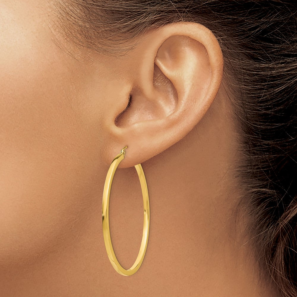 14k 2mm Square Tube Hoop Earrings