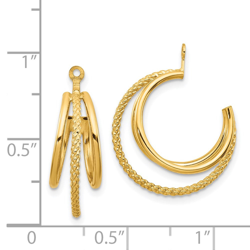 14k Polished & Twisted Triple Hoop Earring Jackets