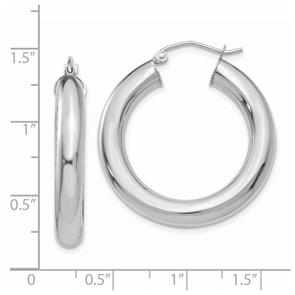 14k White Gold Polished 5mm Lightweight Hoop Earrings