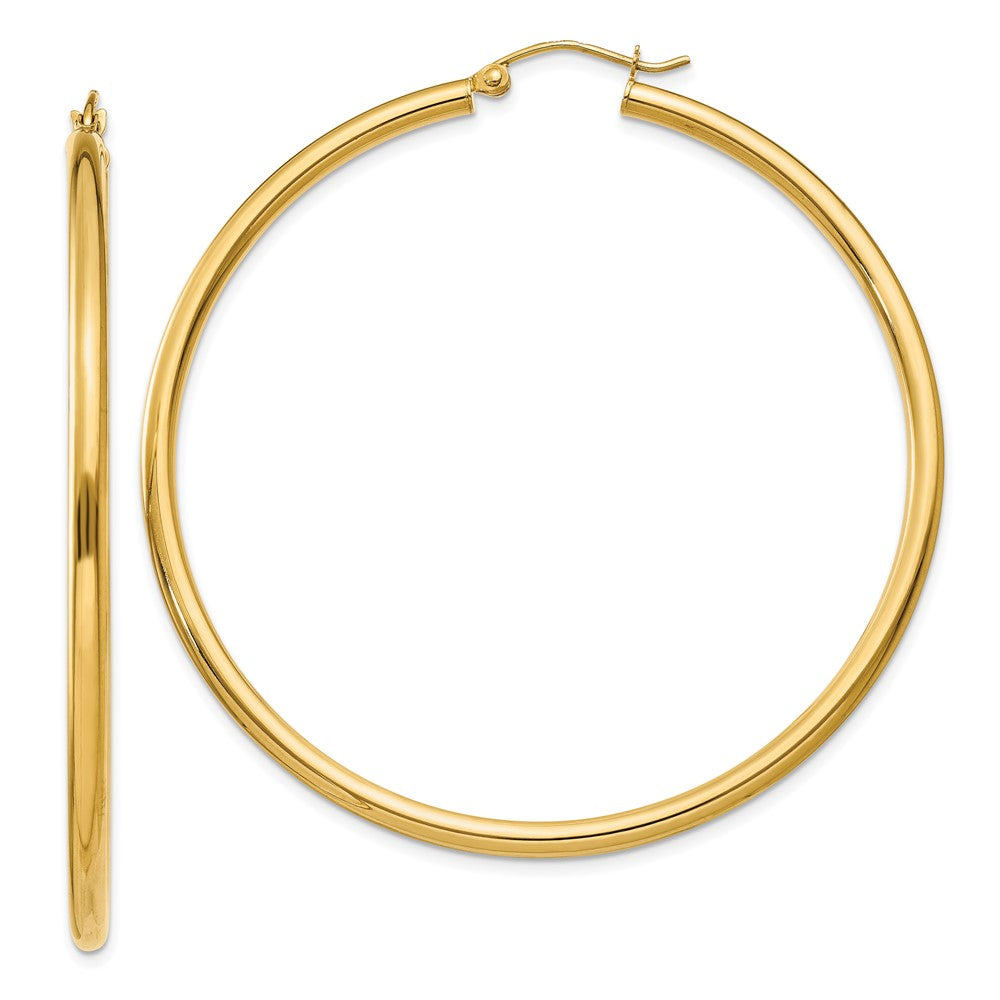 14K Polished 2.5mm Tube Hoop Earrings