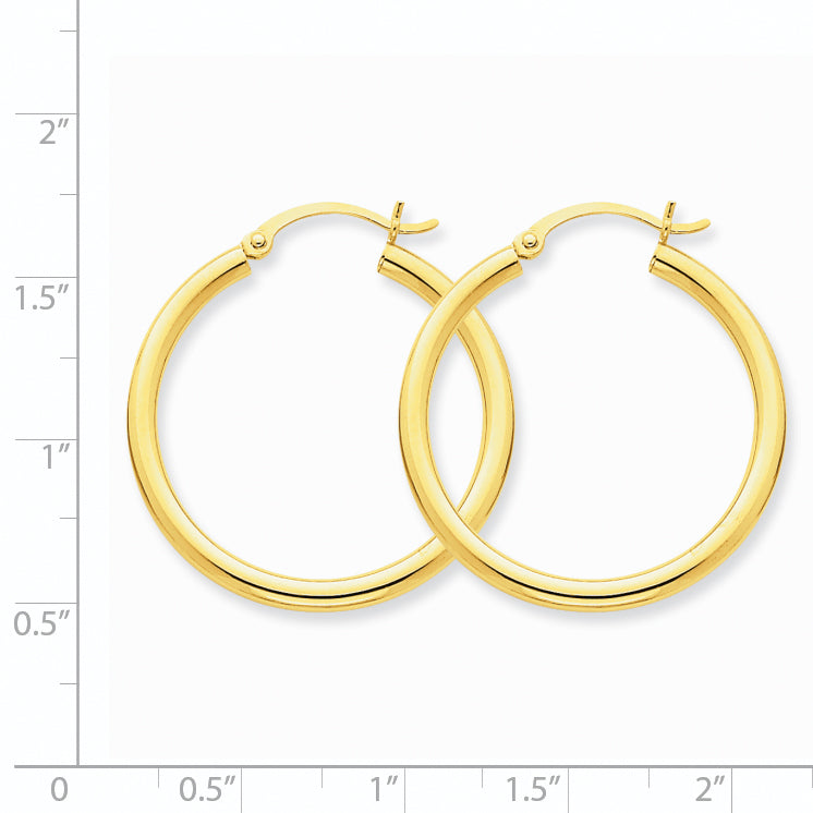 14K Polished 2.5mm Tube Hoop Earrings