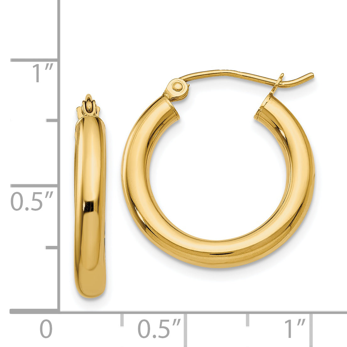 14k Polished 3mm Lightweight Tube Hoop Earrings