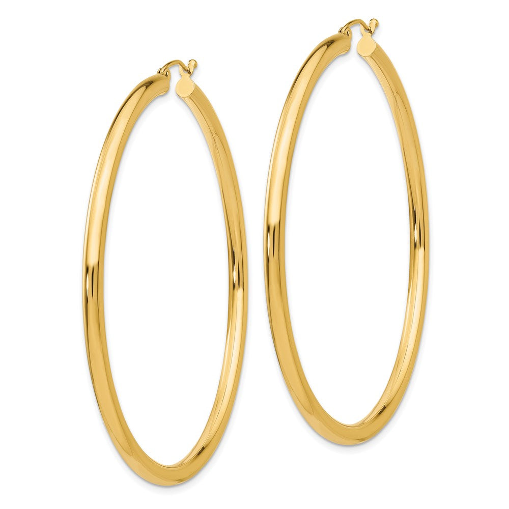 14K Polished 3mm Tube Hoop Earrings