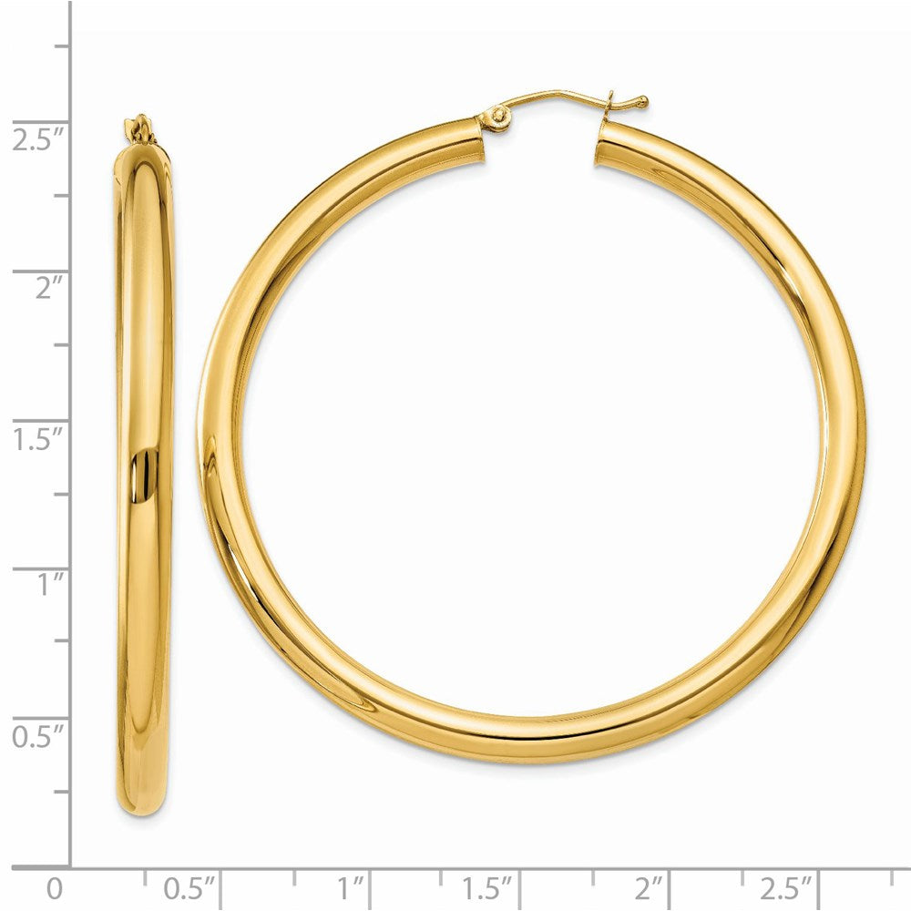 14K Polished 4mm Tube Hoop Earrings
