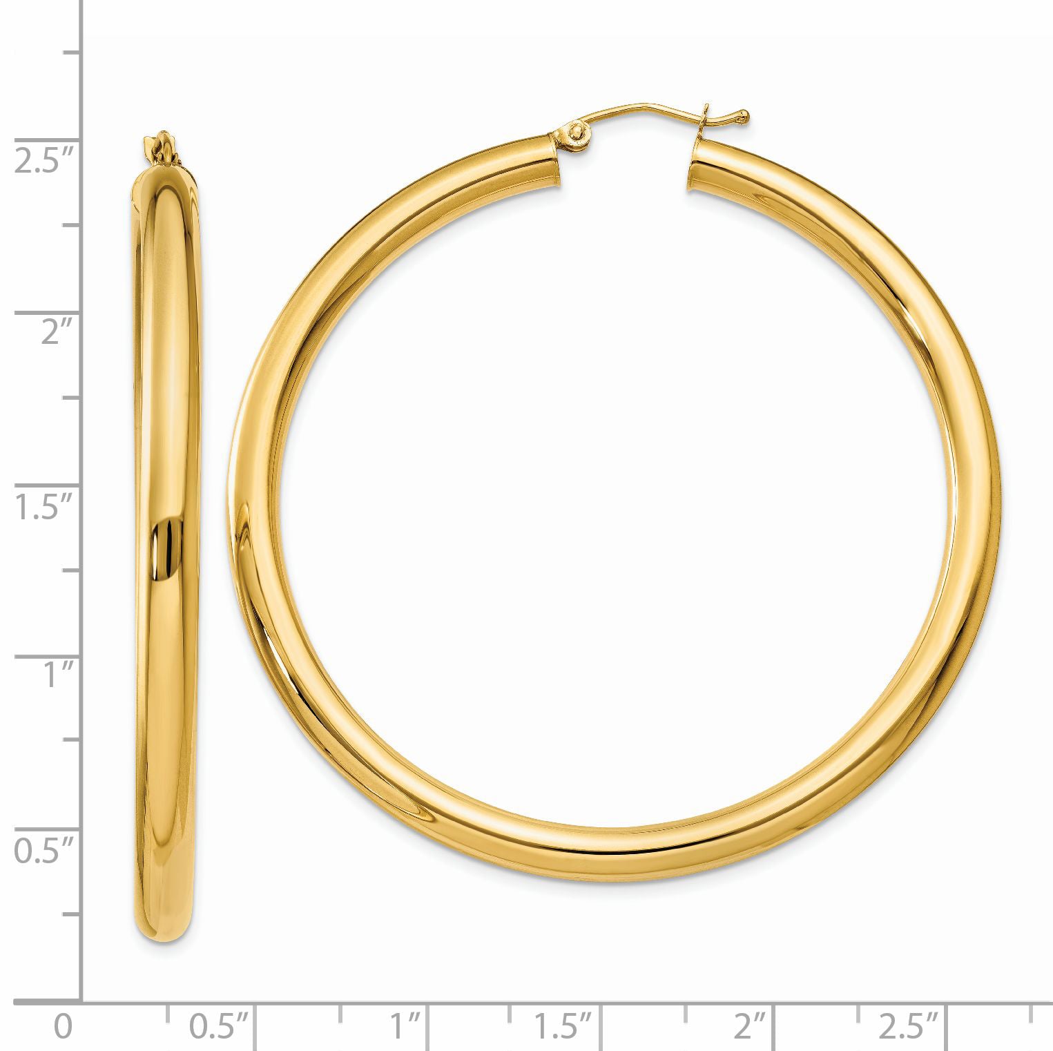 14K Polished 4mm Lightweight Tube Hoop Earrings