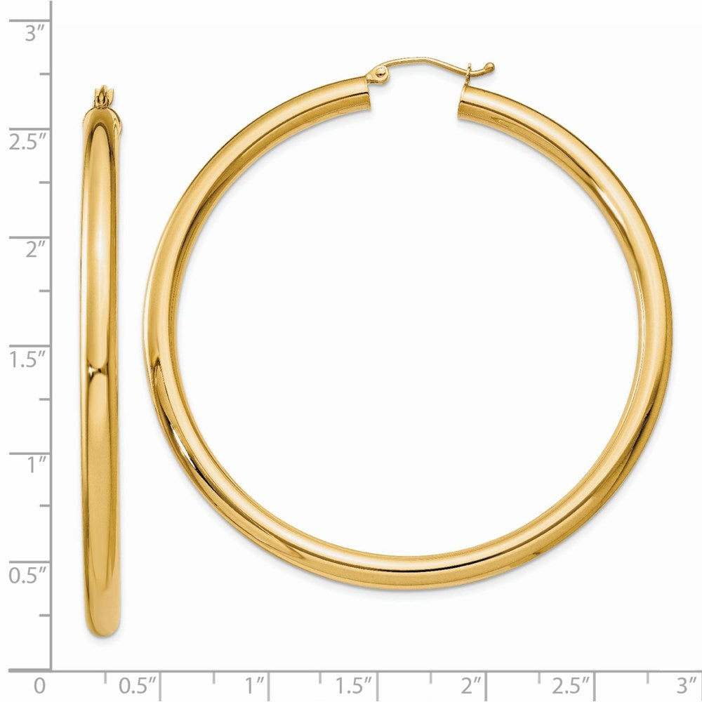 14K Polished 4mm Lightweight Tube Hoop Earrings