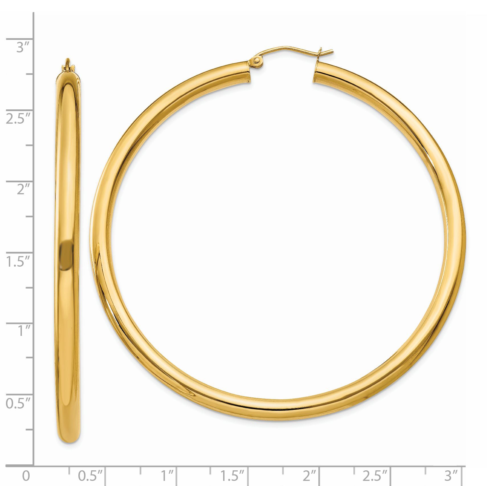 14K Polished 4mm Lightweight Tube Hoop Earrings