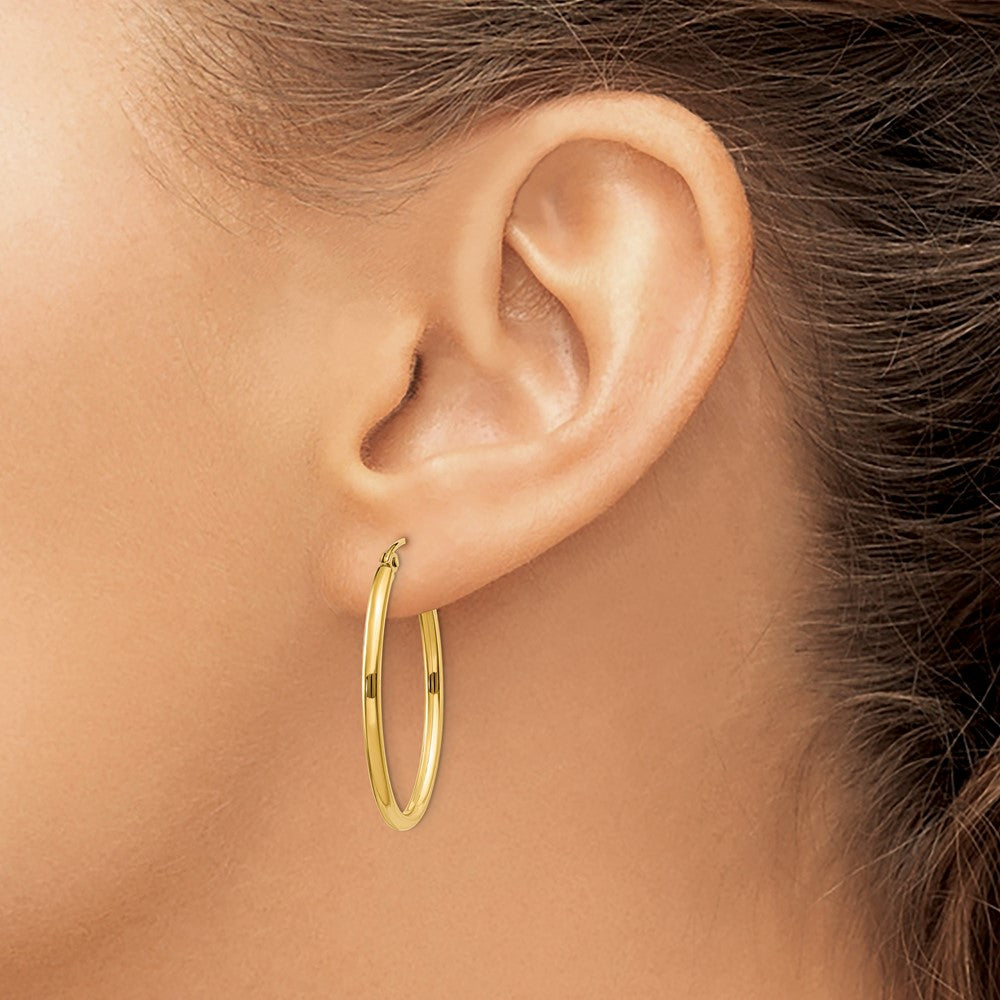 14k Oval Polished Hoop Earring