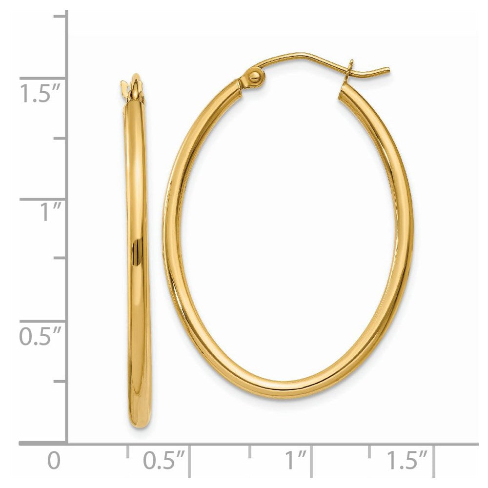 14k Oval Polished Hoop Earring