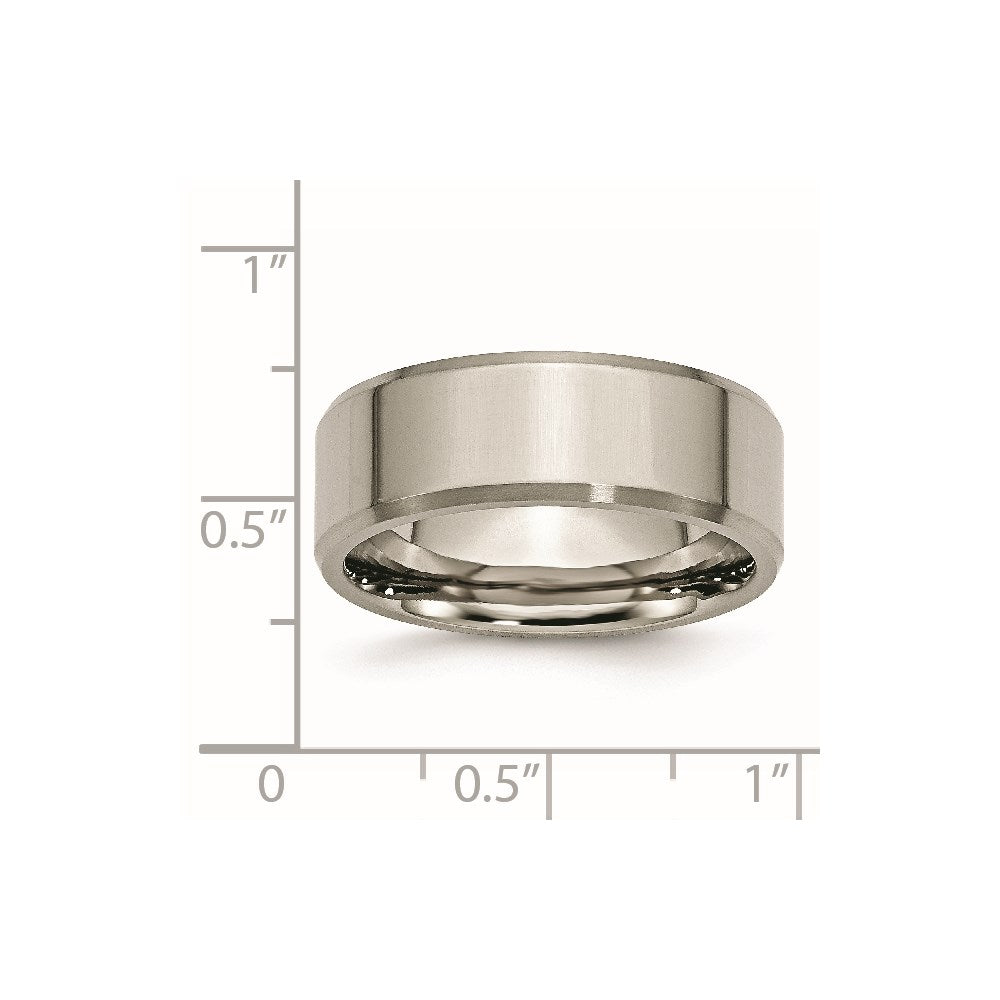 Chisel Titanium Brushed and Polished 8mm Beveled Edge Band