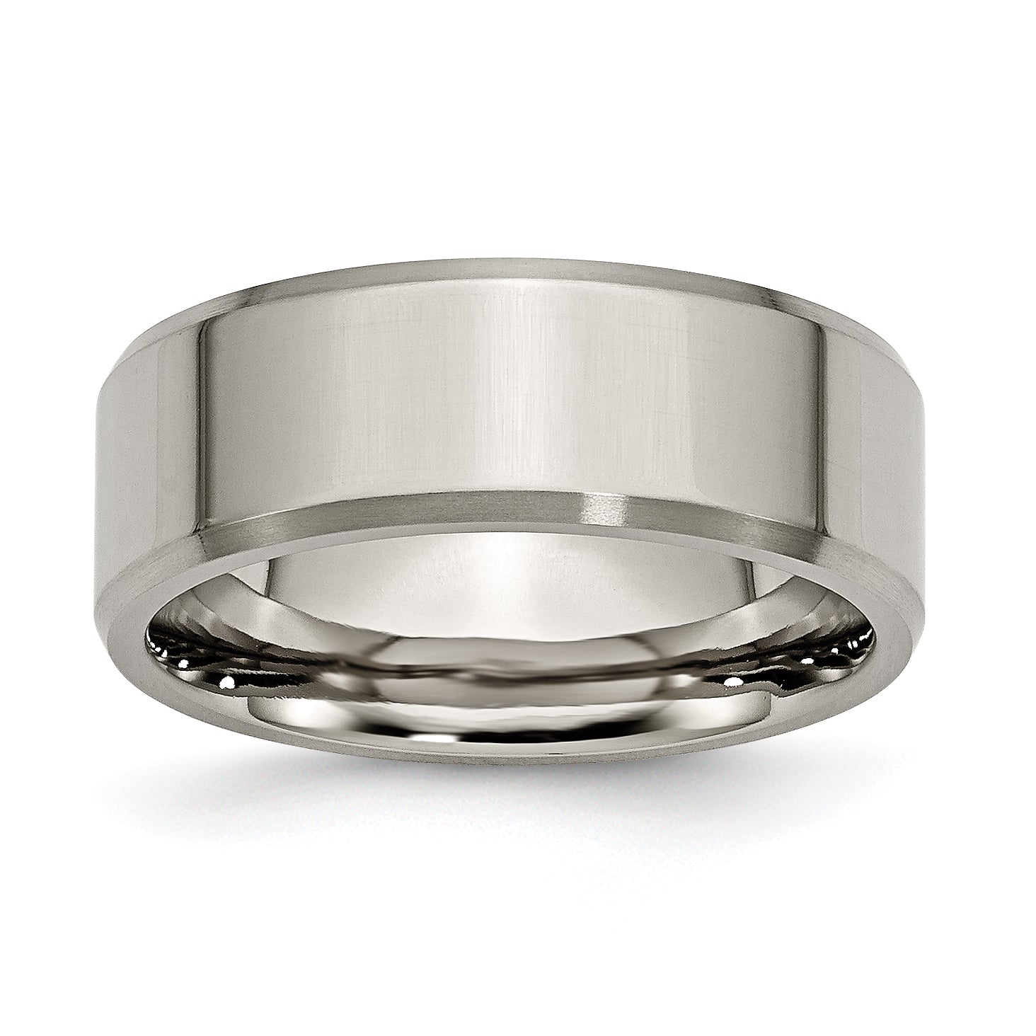 Chisel Titanium Brushed and Polished 8mm Beveled Edge Band