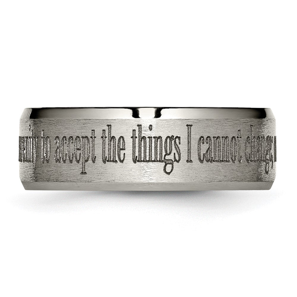Chisel Titanium Brushed and Polished Serenity Laser Design 8mm Beveled Band