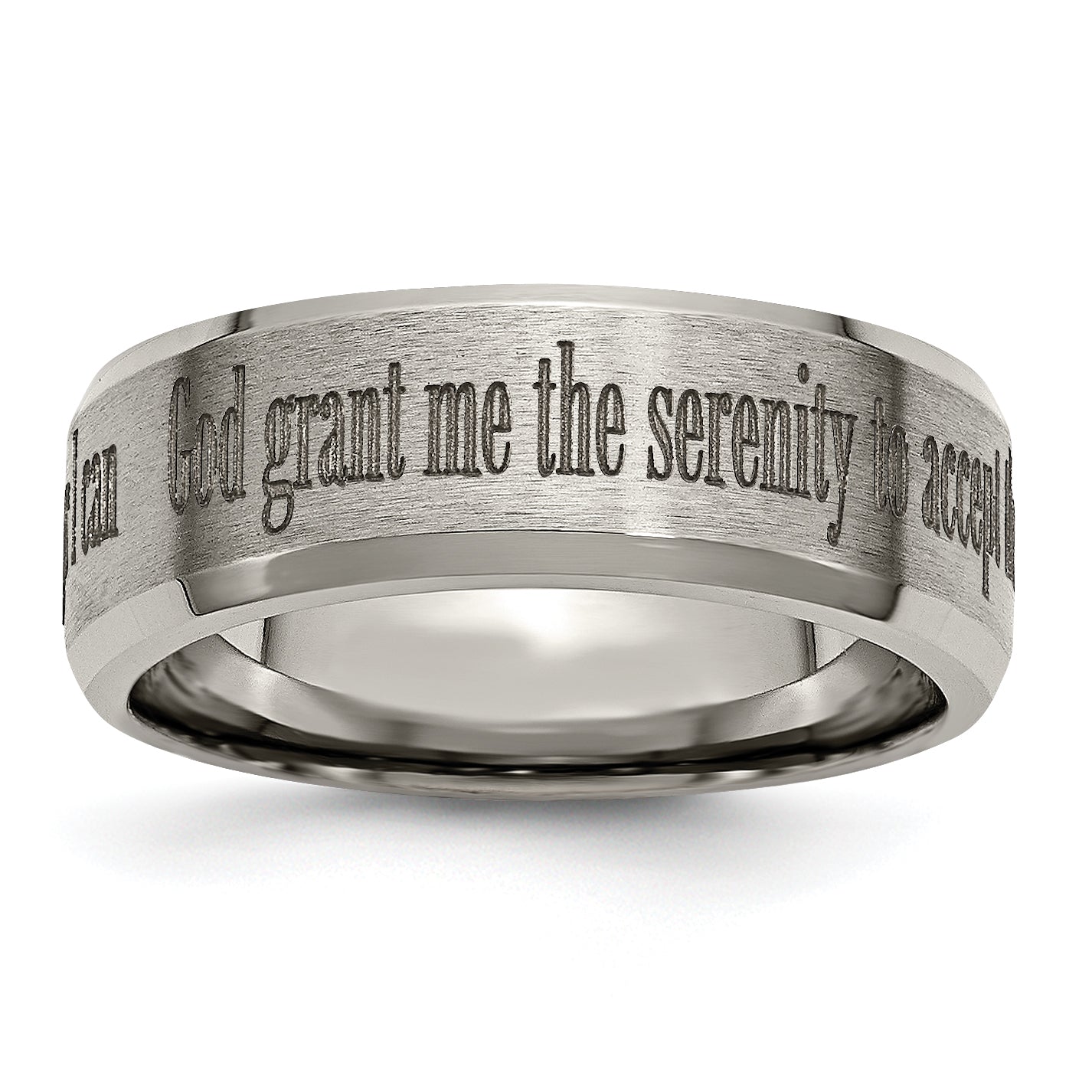 Chisel Titanium Brushed and Polished Serenity Laser Design 8mm Beveled Band