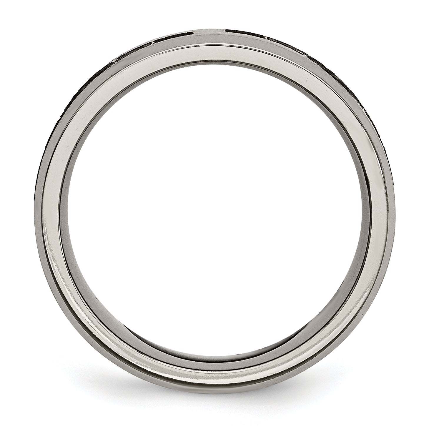 Chisel Titanium Brushed and Polished Claddagh Laser Design 8mm Beveled Edge Band
